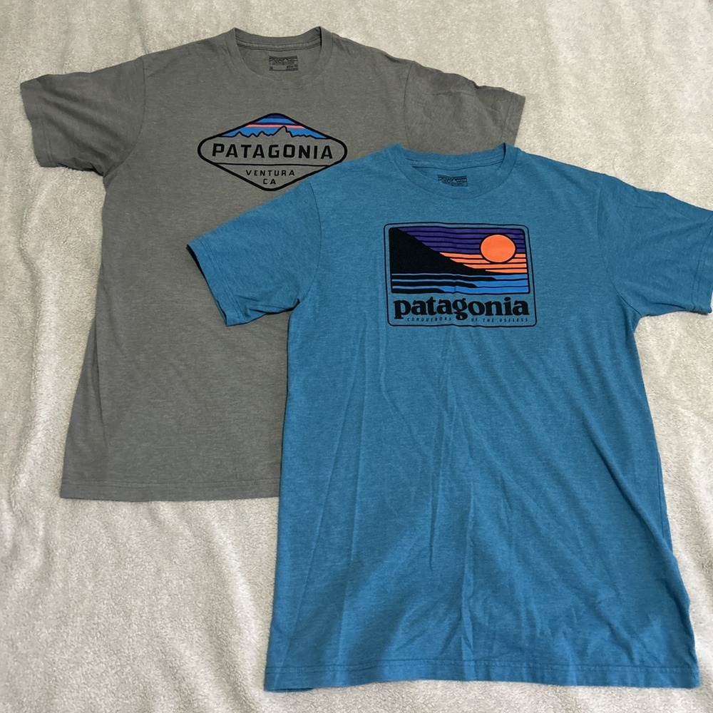 Patagonia Lot of 2 T-Shirt Size Mens Medium Blue & Gray  Responsibility-Tee
